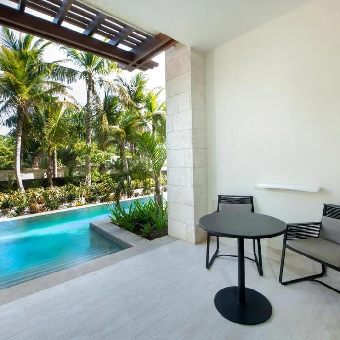 balcony of swim-up suite at Lopesan Costa Bavaro Resort