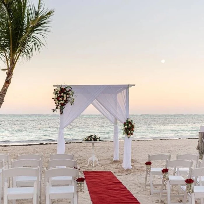 beach wedding setup at Lopesan Costa Bavaro Resort