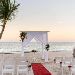 beach wedding setup at Lopesan Costa Bavaro Resort