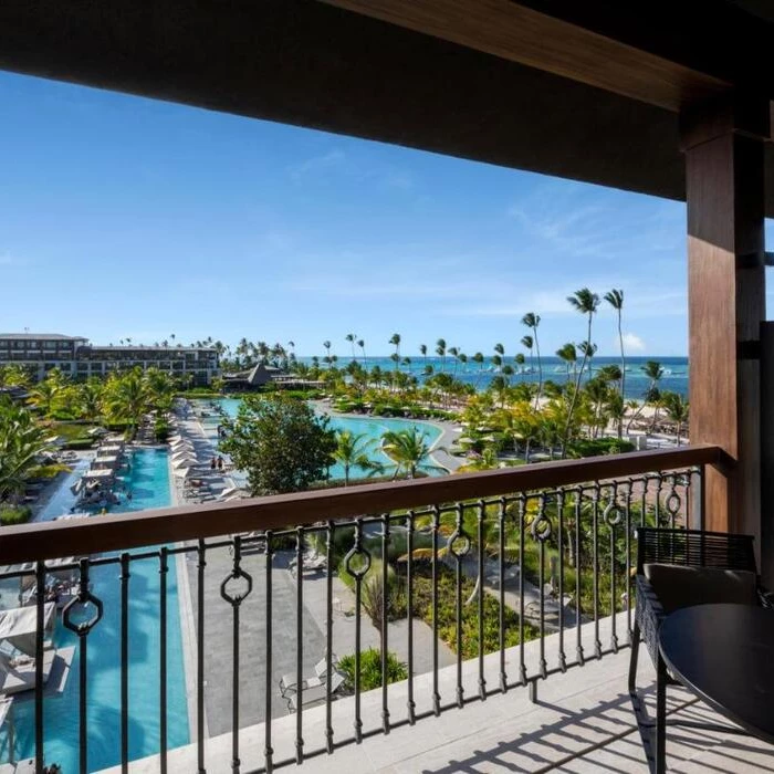 view of resort and beach  from suite at Lopesan Costa Bavaro Resort