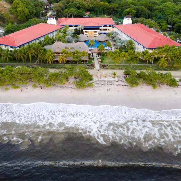 aerial view of the beach and Margaritaville Beach Resort Playa Flamingo
