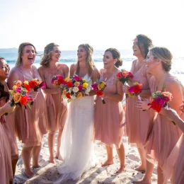 bride and bridesmaids at Margaritaville Beach Resort Playa Flamingo