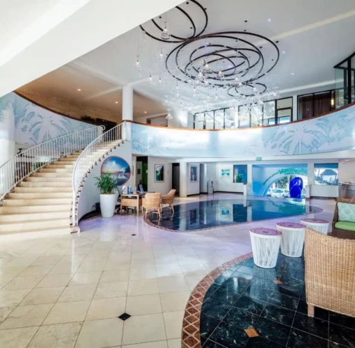 lobby of Margaritaville Beach Resort Playa Flamingo