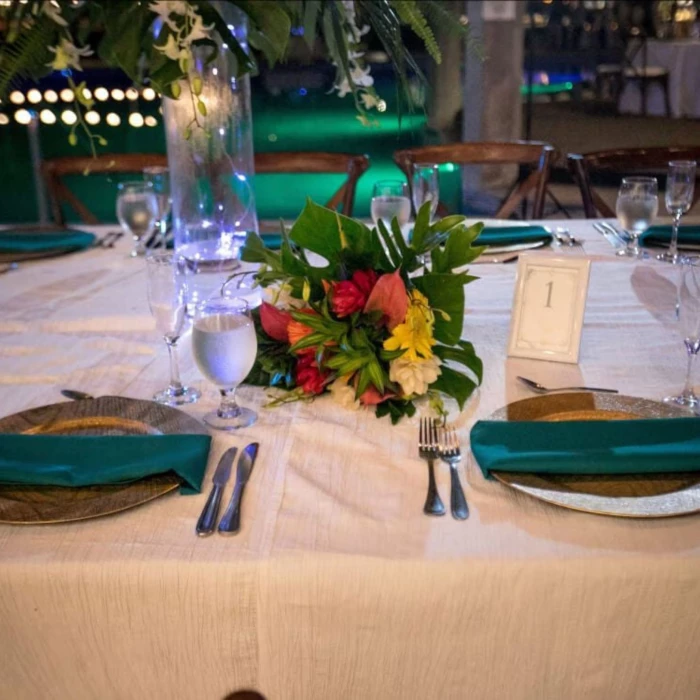 reception table setup at Margaritaville Beach Resort Playa Flamingo