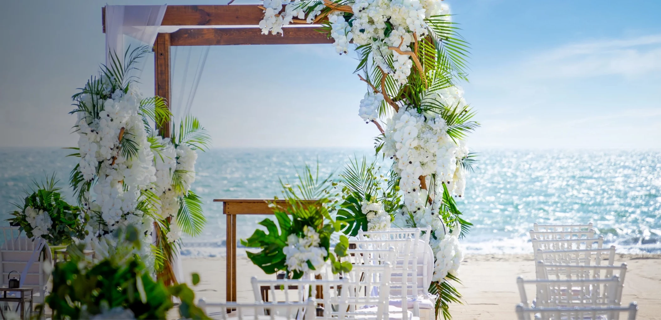 beach wedding setup at marival armony punta mita