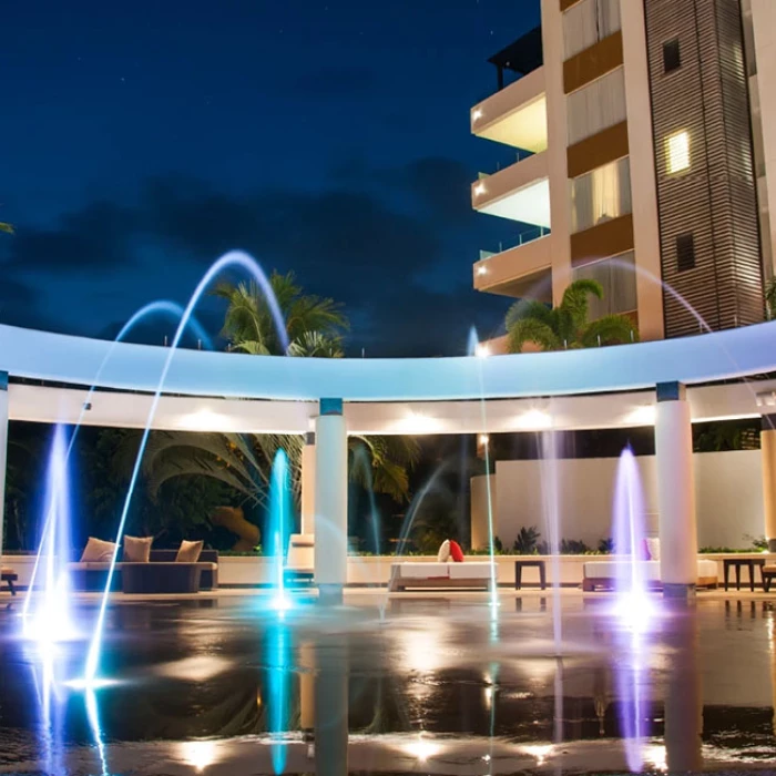 Nightshot of pergola at Marival Distinct Luxury residences.