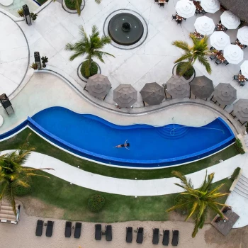 Pool Drone shot at Marival Distinct Luxury residences.