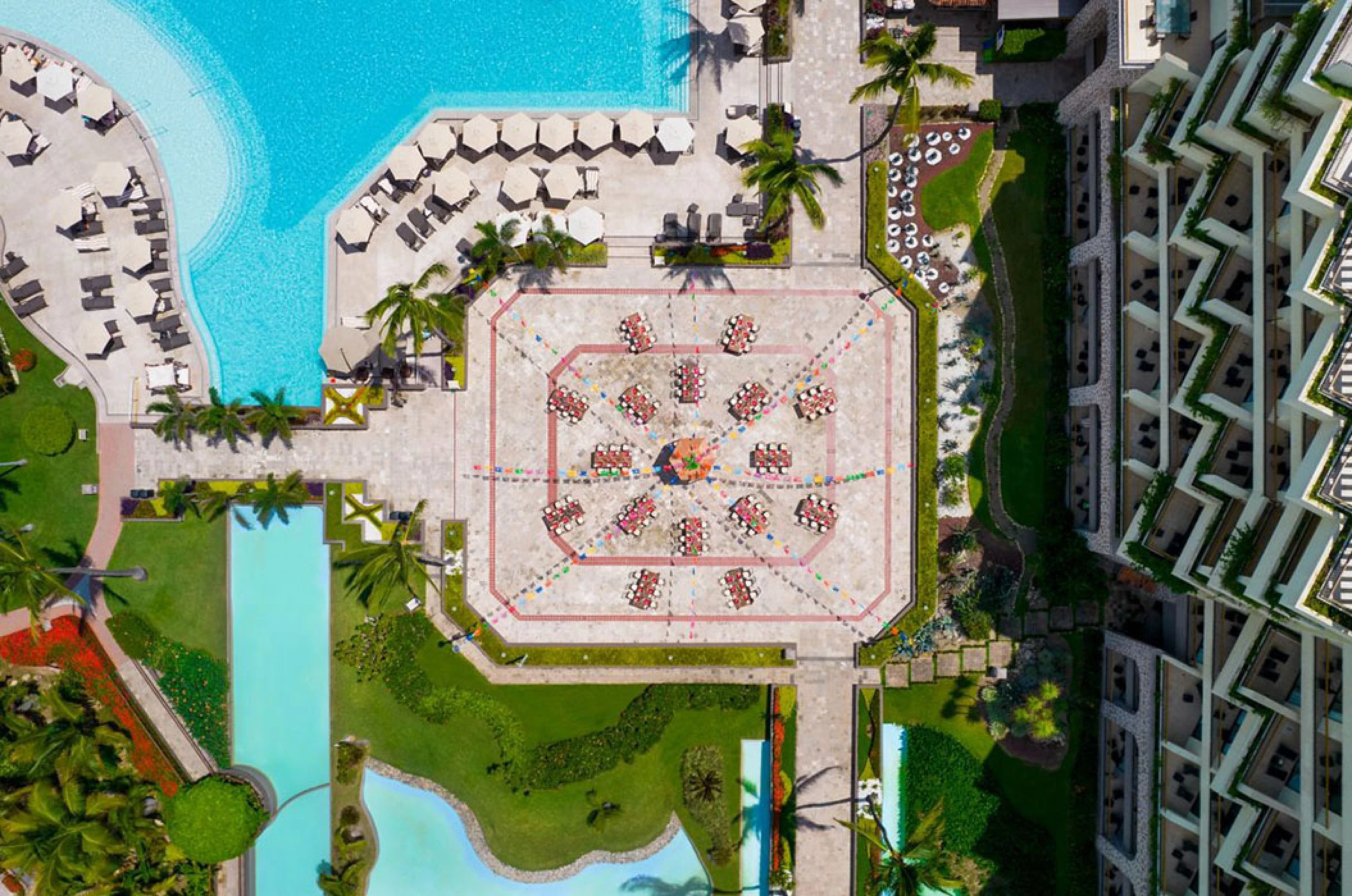 Plaza drone shot at Marriott Puerto Vallarta