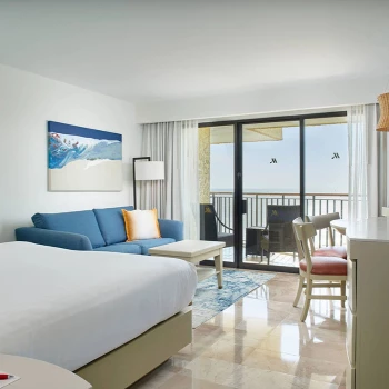 King bed oceanview room at Marriott Puerto Vallarta