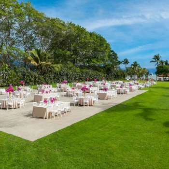 Reception decor on the garden Wedding Venue at Marriott Puerto Vallarta