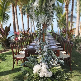 Reception decor on the Jetty Wedding Venue at Marriott Puerto Vallarta