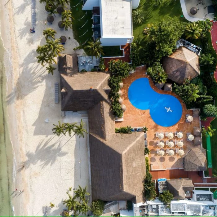 pool, beach and resort top view melia cozumel