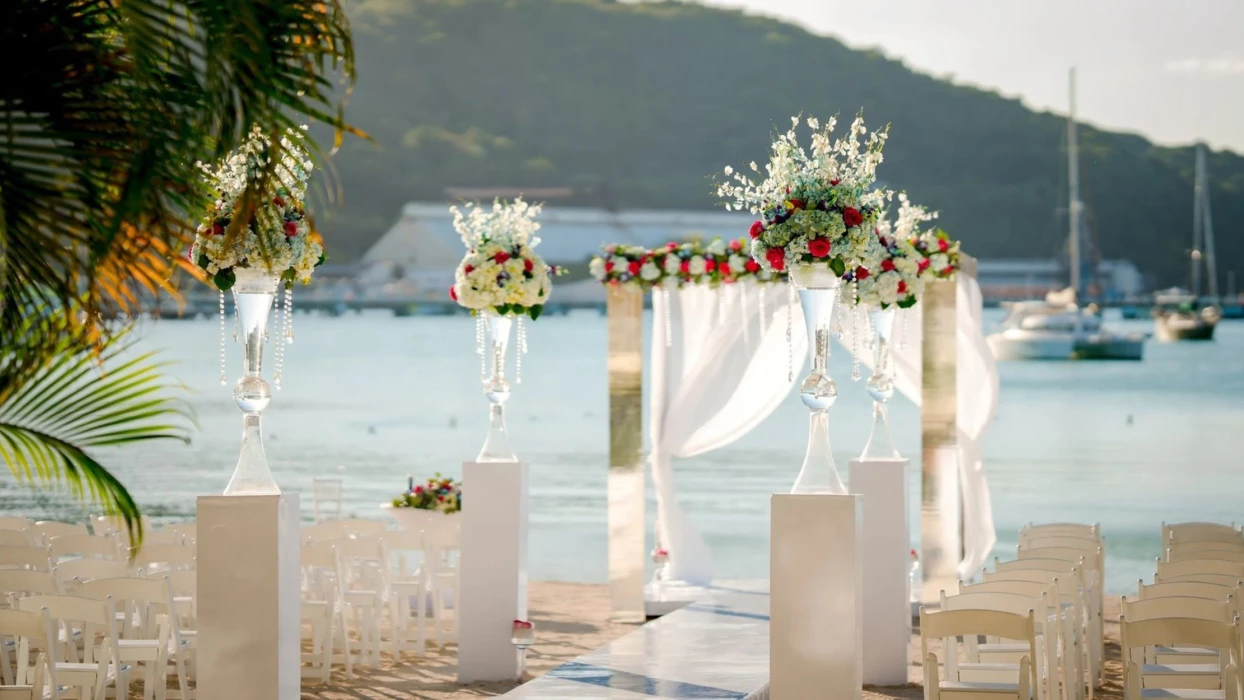 beach ceremony setup at Moon Palace Jamaica
