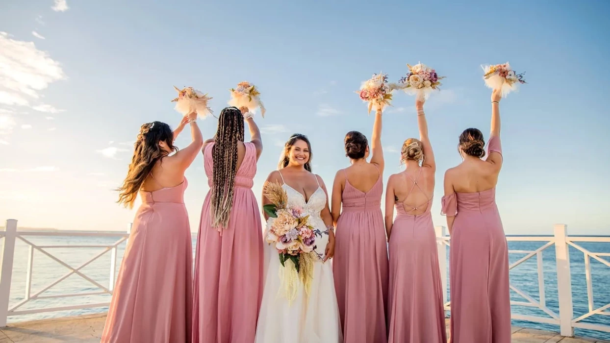 bride and bridesmaids at Moon Palace Jamaica