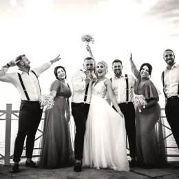 bride and groom and guests at Moon Palace Jamaica