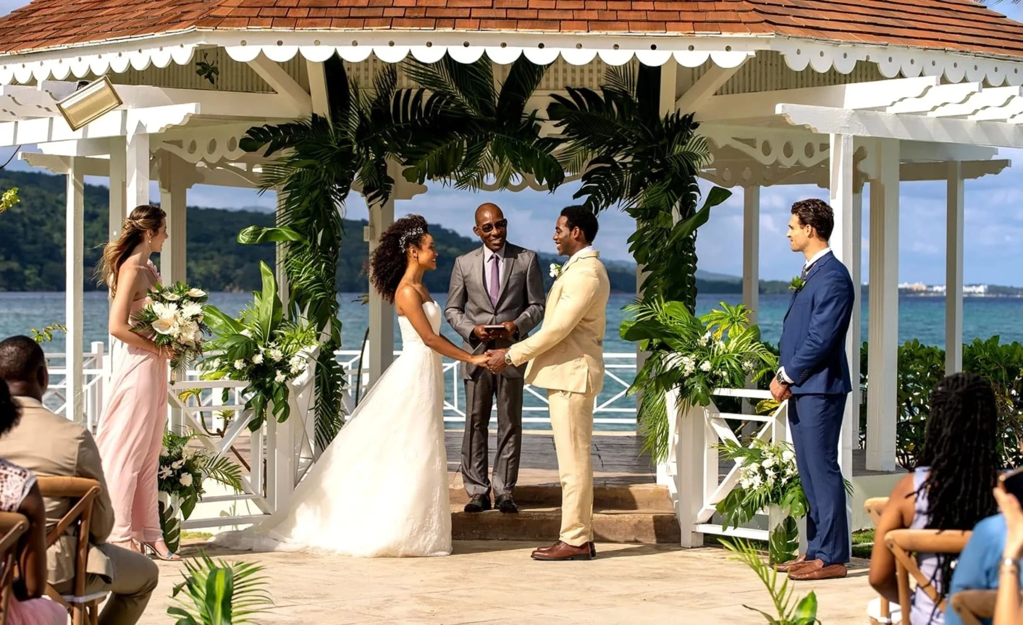 wedding ceremony at the gazebo sur venue at Moon Palace Jamaica