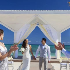 bride and groom and guests at Mystique Holbox by Royalton