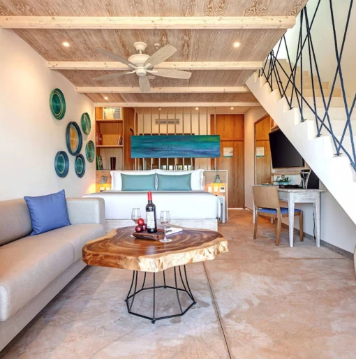deluxe junior suite loft ocean view at Mystique Holbox by Royalton
