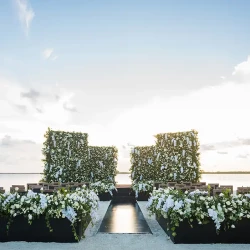 Ceremony decor on Nizuc beach wedding venue at Nizuc Resort and Spa