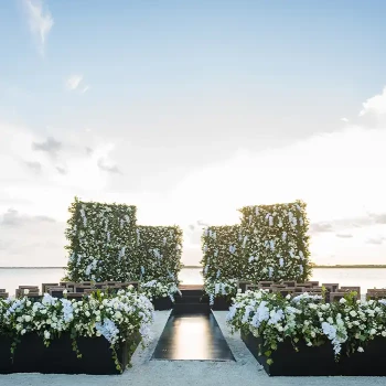 Ceremony decor on Nizuc beach wedding venue at Nizuc Resort and Spa