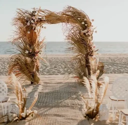 Ceremony decor on the beach at Nobu Hotel Los Cabos