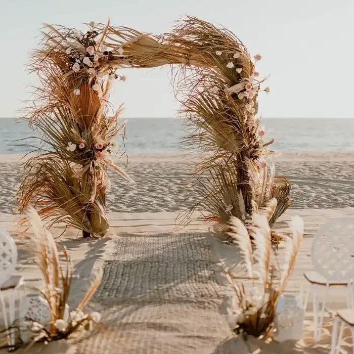 Ceremony decor on the beach at Nobu Hotel Los Cabos