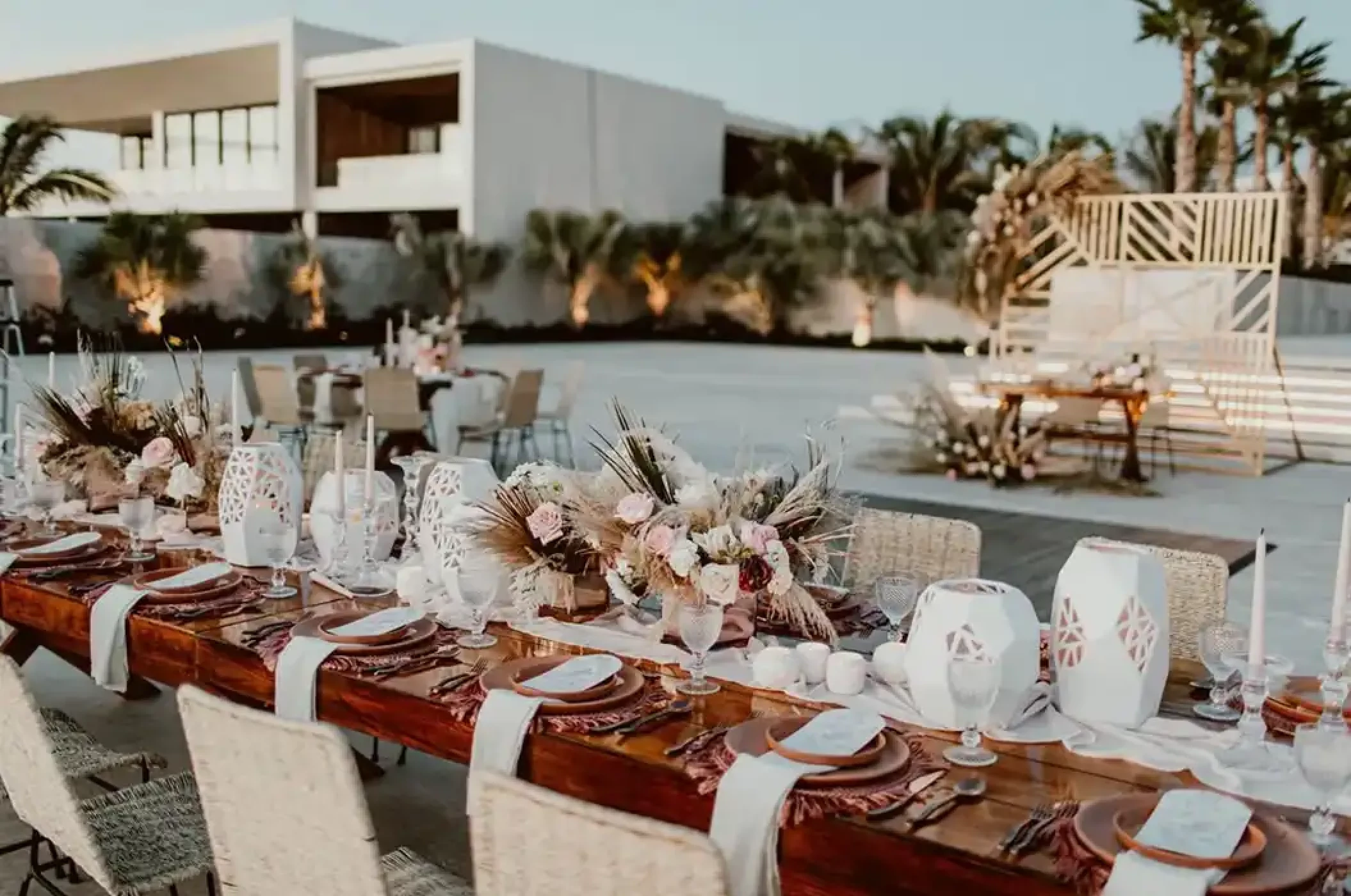 Dinner reception decor at Nobu Hotel Los Cabos