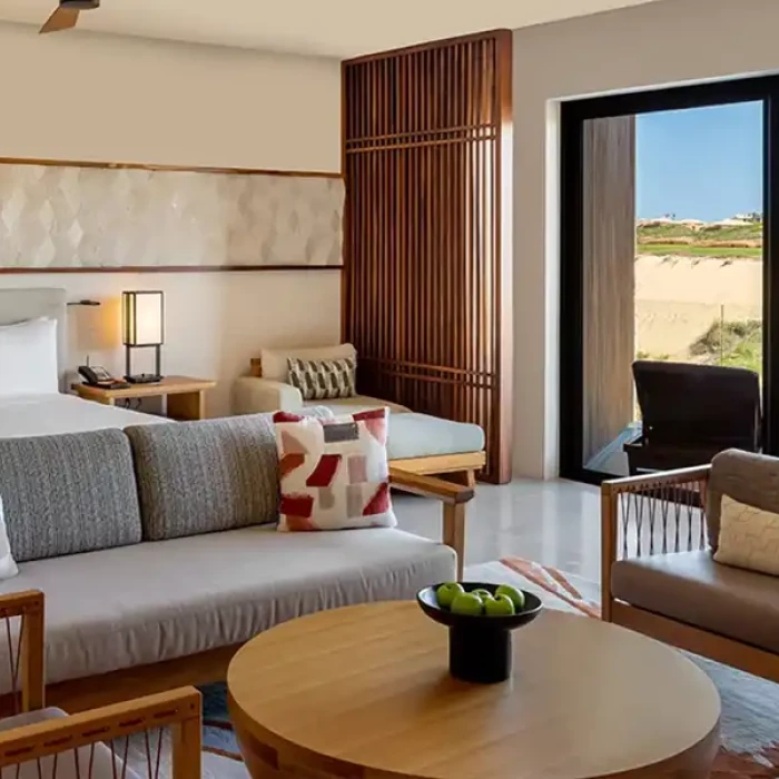 Golf course view suite at Nobu Hotel Los Cabos