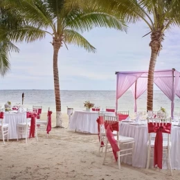 beach wedding venue setup at Occidental Costa Cancun