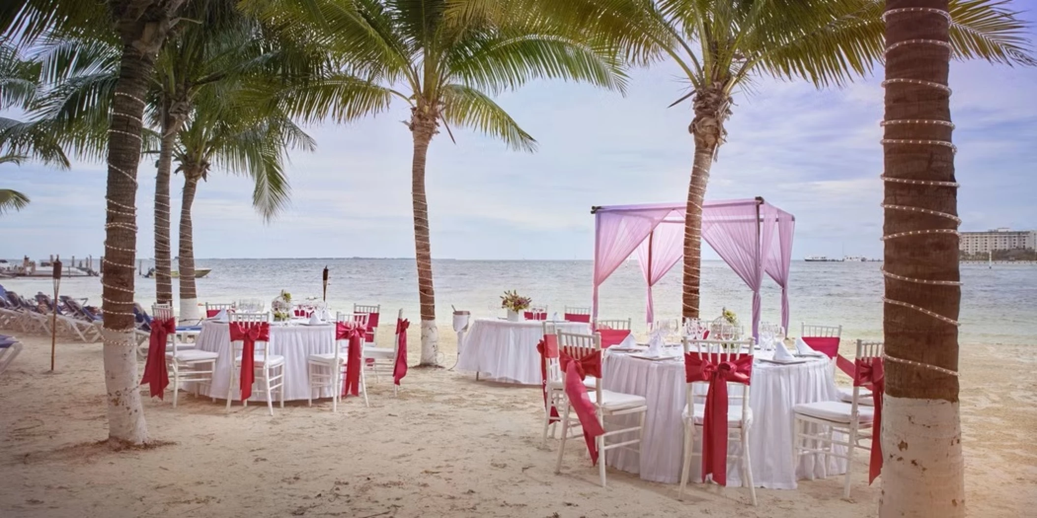 beach wedding venue setup at Occidental Costa Cancun