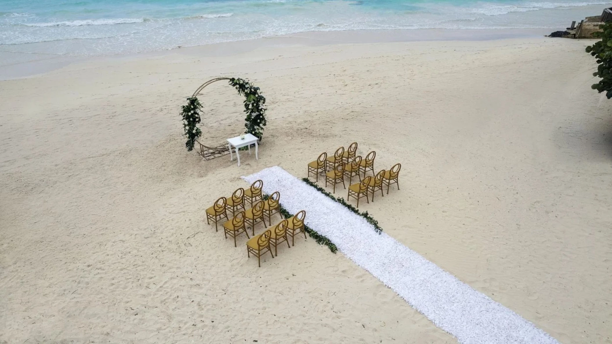 ceremony setup on the beach at Ocean Allure Costa Mujeres