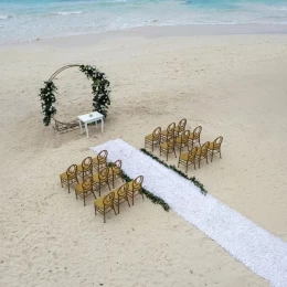 ceremony setup on the beach at Ocean Allure Costa Mujeres