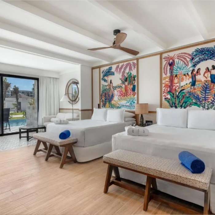 swim out suite with two double beds at ocean allure costa mujeres