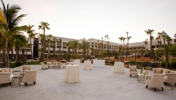 Cocktail party in the central garden area at Paradisus Los Cabos