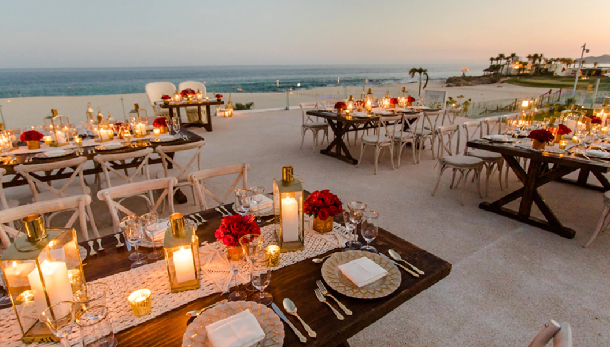 Dinner reception in the ocean terrace at Paradisus Los Cabos
