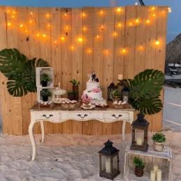 wedding ake at the beach venue at Paradisus Palma Real