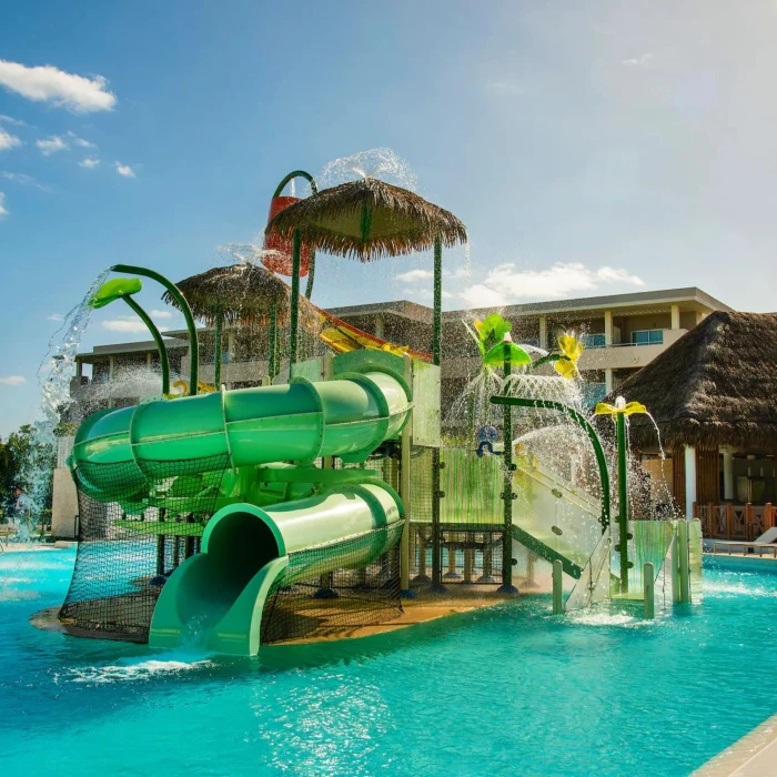 waterslides at the kids pool at Paradisus Playa Del Carmen