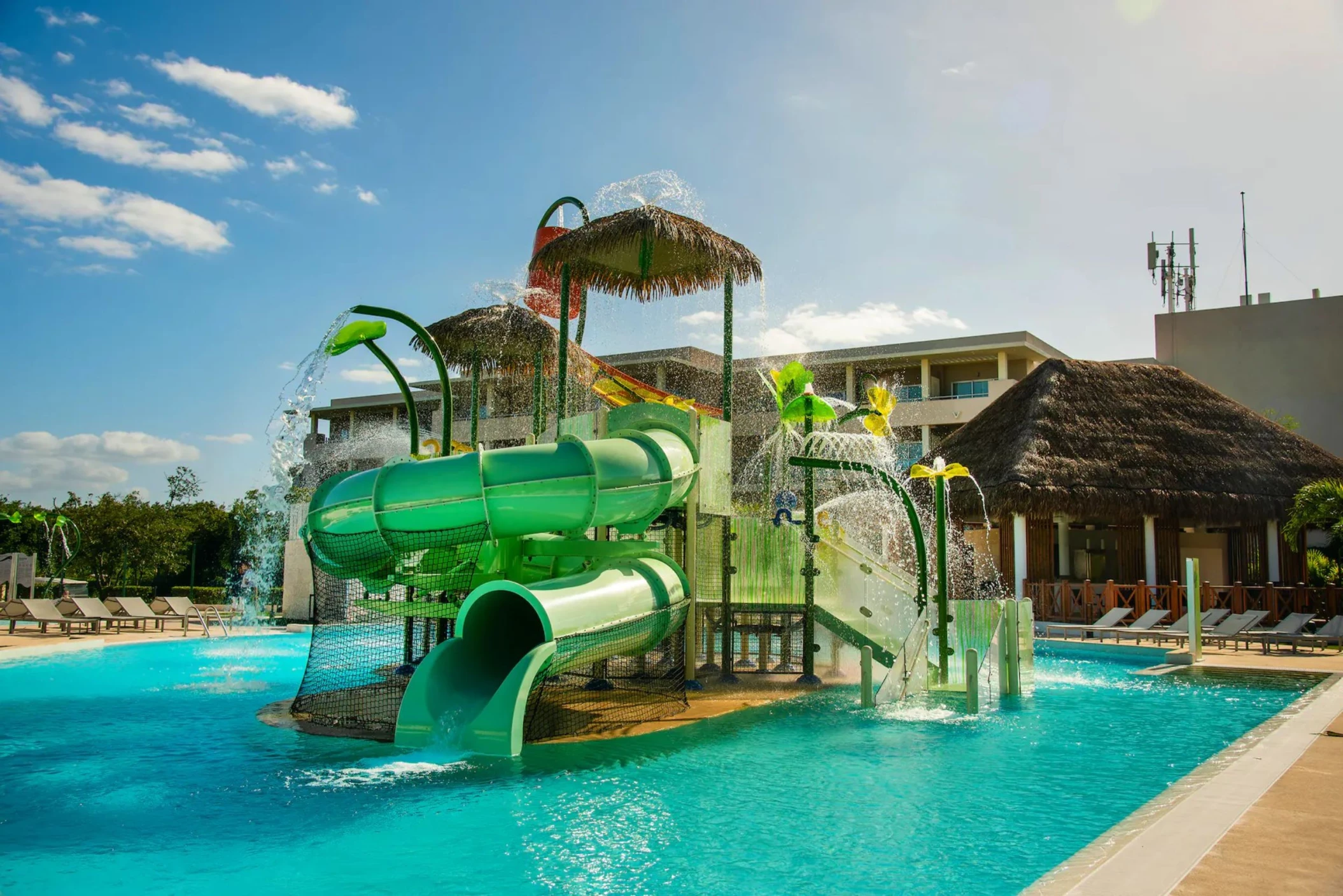 waterslides at the kids pool at Paradisus Playa Del Carmen