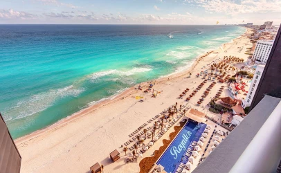 Royalton Chic Cancun beach Aerial overview.