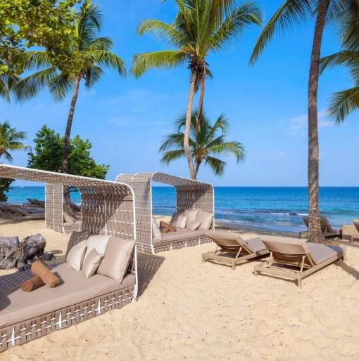 beach beds and cabanas at royalton grenada