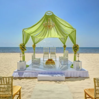 Beach Wedding setup at Royalton Riviera Cancun Resort.