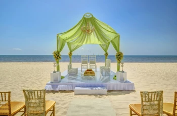 Beach Wedding setup at Royalton Riviera Cancun Resort.