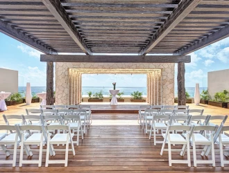 Destination wedding setup at Royalton Riviera Cancun Resort.