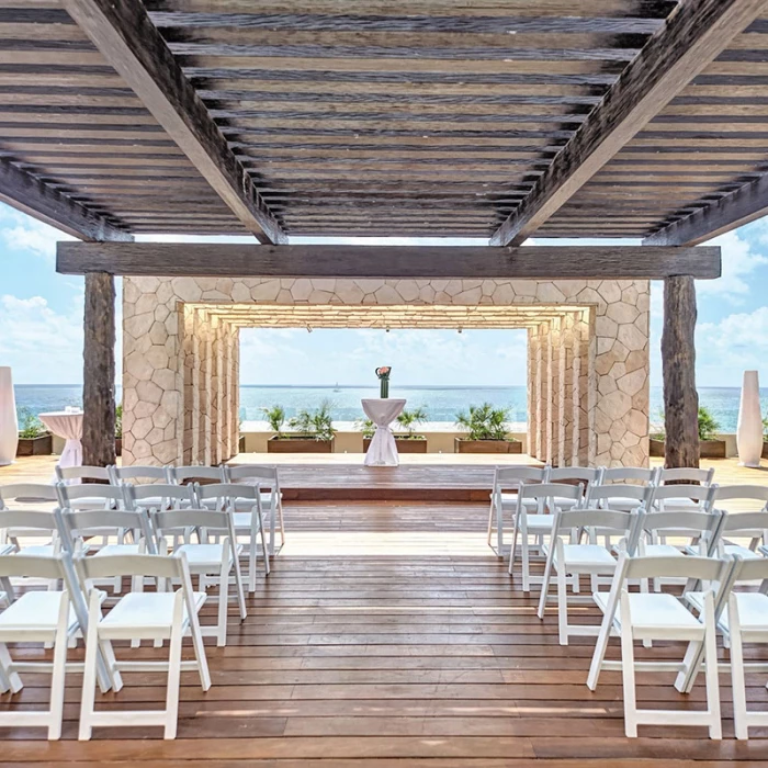 Destination wedding setup at Royalton Riviera Cancun Resort.