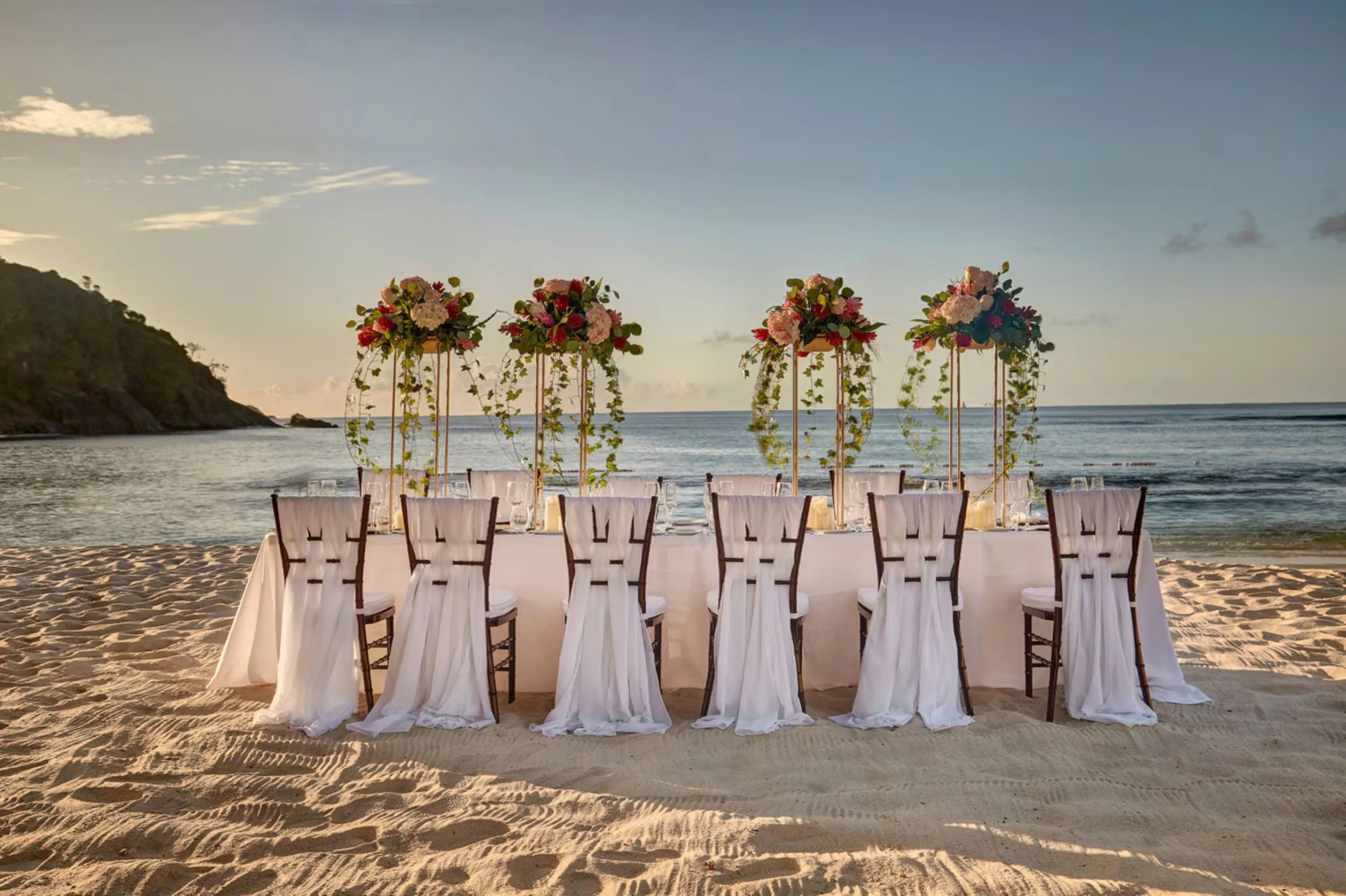 beach reception setup at Royalton Saint Lucia