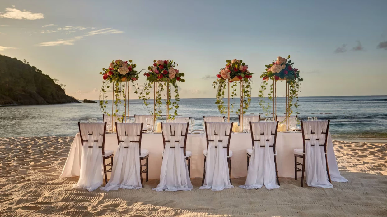 beach reception setup at Royalton Saint Lucia