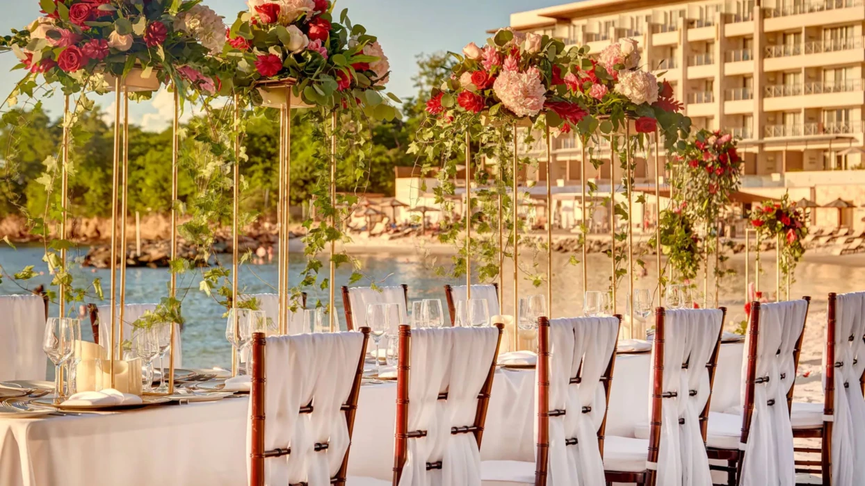 beach reception setup at Royalton Saint Lucia