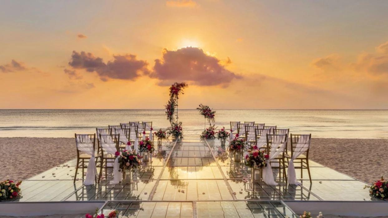 beach ceremony at Secrets Aura Cozumel