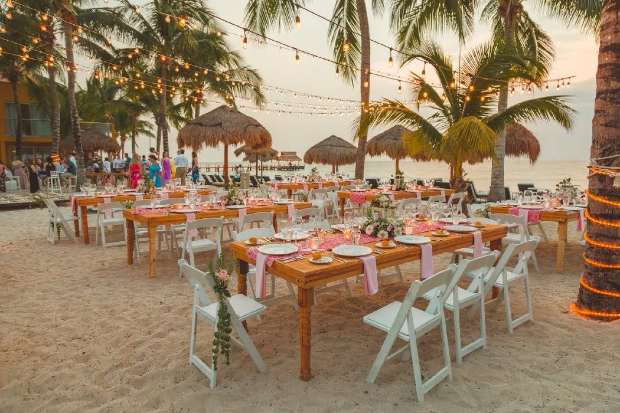 beach reception setup at Secrets Aura Cozumel