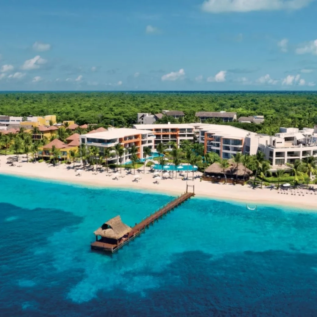 Secrets Aura Cozumel resort aerial view